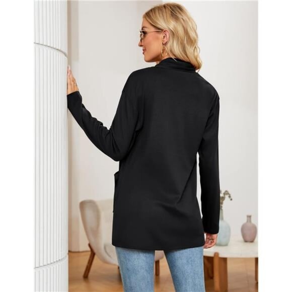 Women's Long Sleeve Open Front Cardigan Casual Loose Lightweight Cardigans - Picture 5 of 7